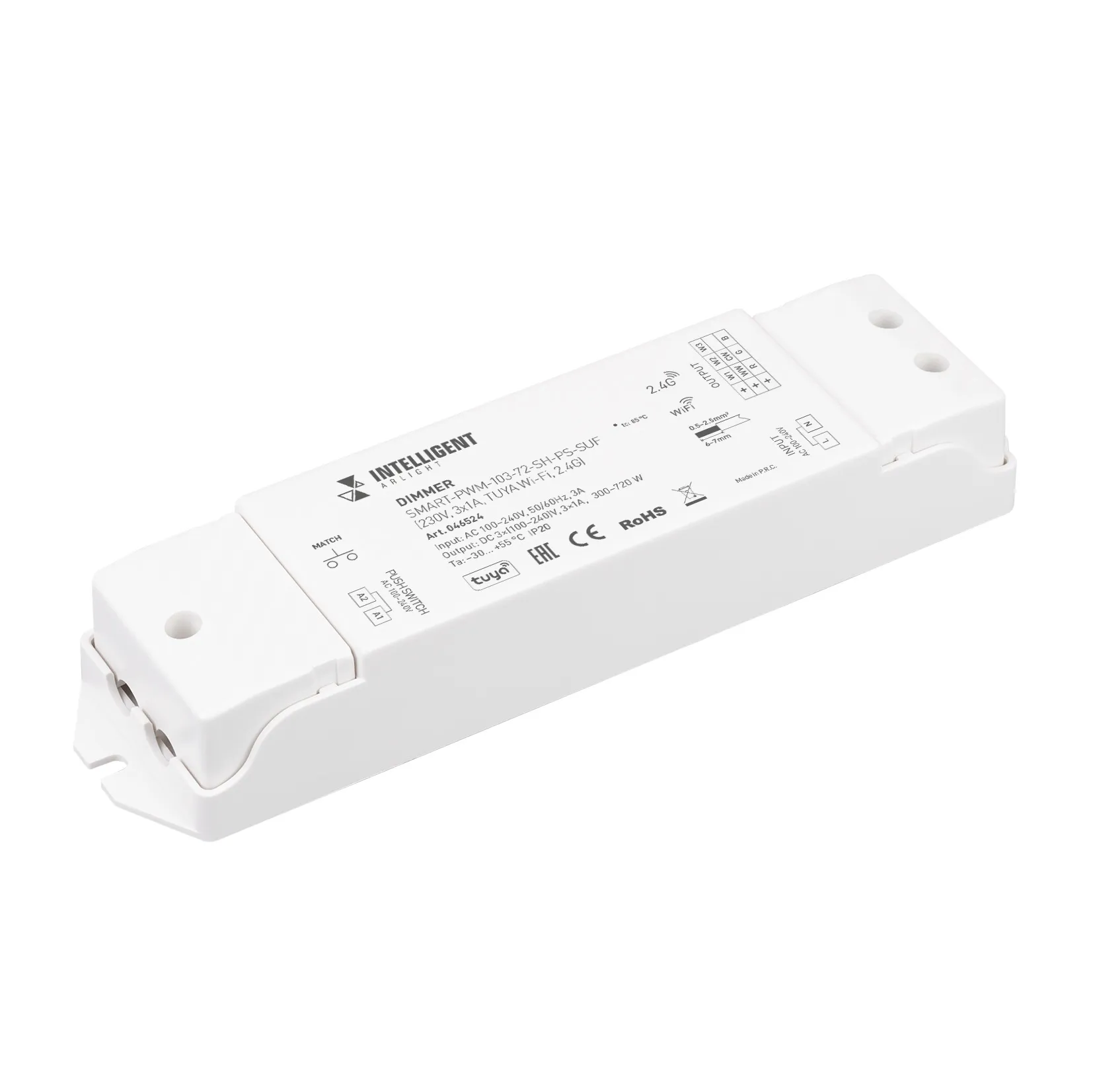 INTELLIGENT ARLIGHT Диммер SMART-PWM-103-72-SH-PS-SUF (230V, 3x1A, TUYA Wi-Fi, 2.4G) (IARL, IP20 Пластик, 5 лет) - изображение товара