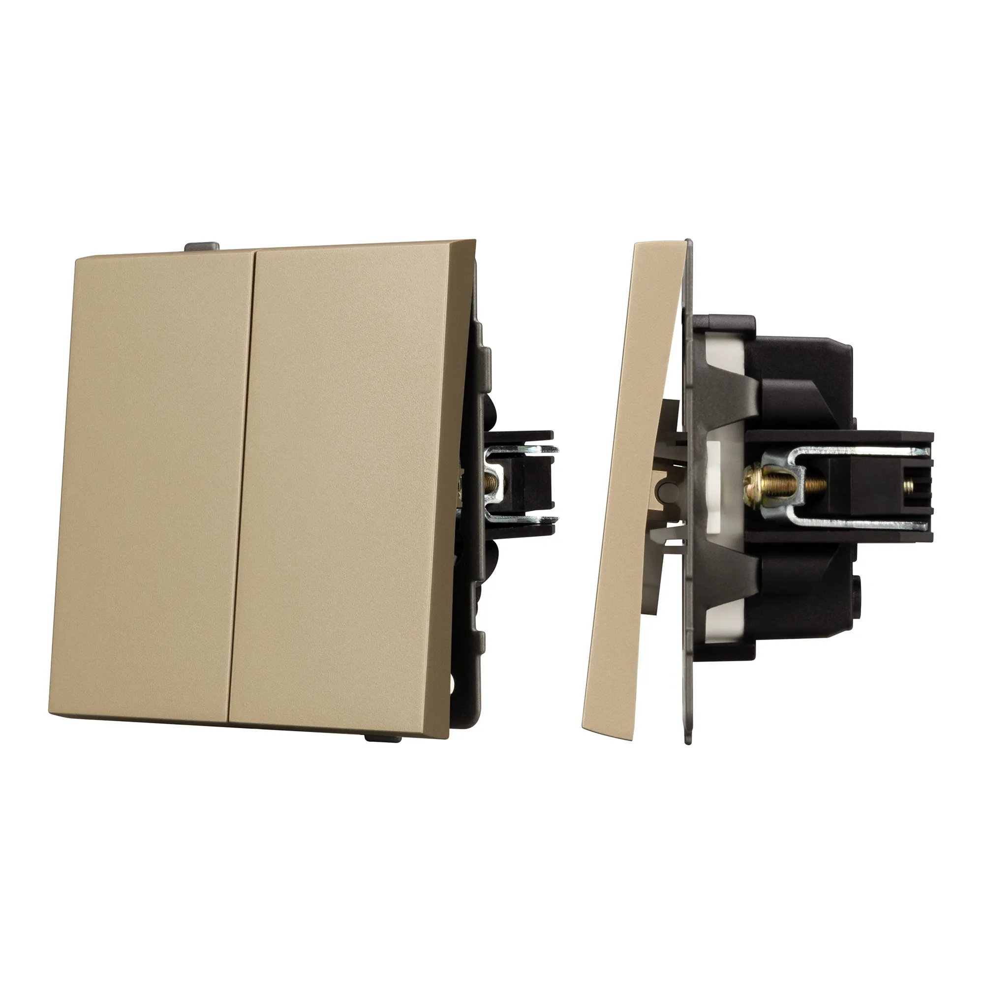 Механизм выключателя двухклавишный проходной SWT-TENDO-MKP2-SFPL-GD (230V, 10A) (Arlight, -) - изображение товара