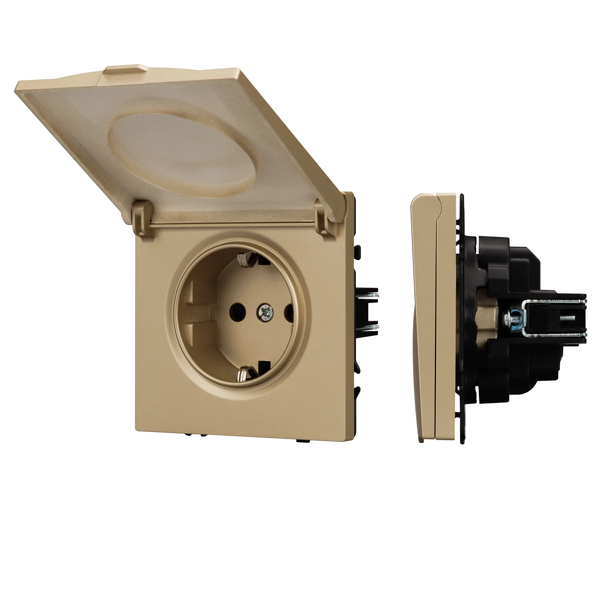 Механизм розетки влагозащищённый SCT-NOBE-MCP-SFPL-GD (230V, 16A) (Arlight, -) - изображение товара