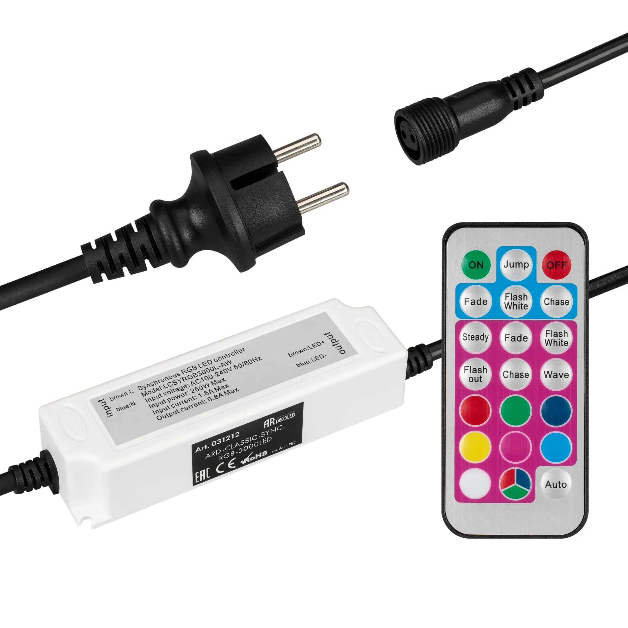 Контроллер ARD-CLASSIC-SYNC-RGB-3000LED Black (230V, 250W, RF ПДУ) (Ardecoled, Закрытый) - изображение товара