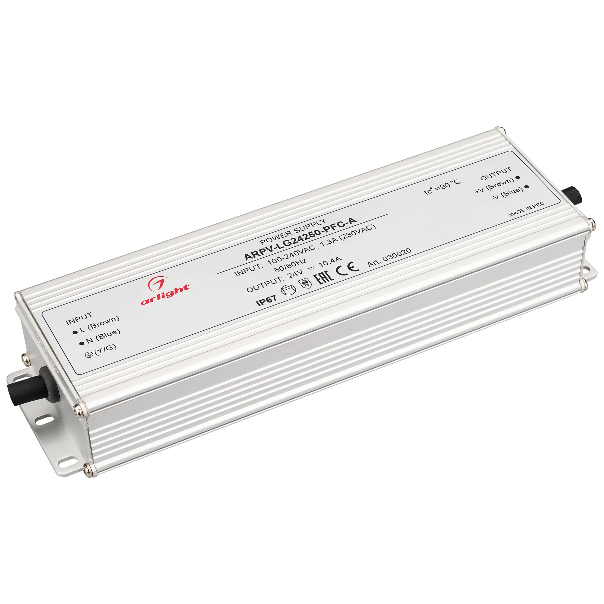 Блок питания ARPV-LG24250-PFC-A (24V, 10.4A, 250W) (Arlight, IP67 Металл, 5 лет) - изображение товара
