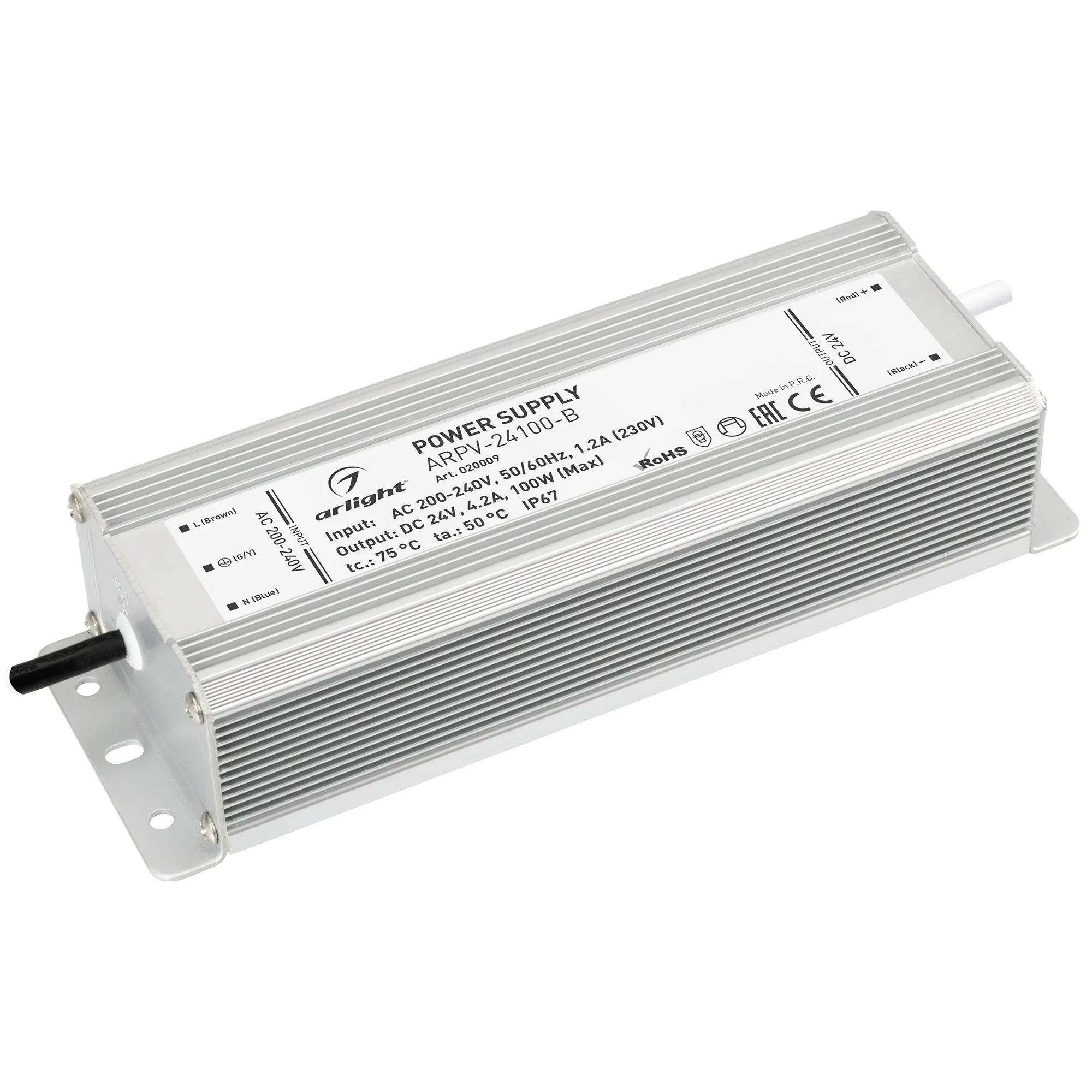 Блок питания ARPV-24100-B (24V, 4.2A, 100W) (Arlight, IP67 Металл, 3 года) - изображение товара